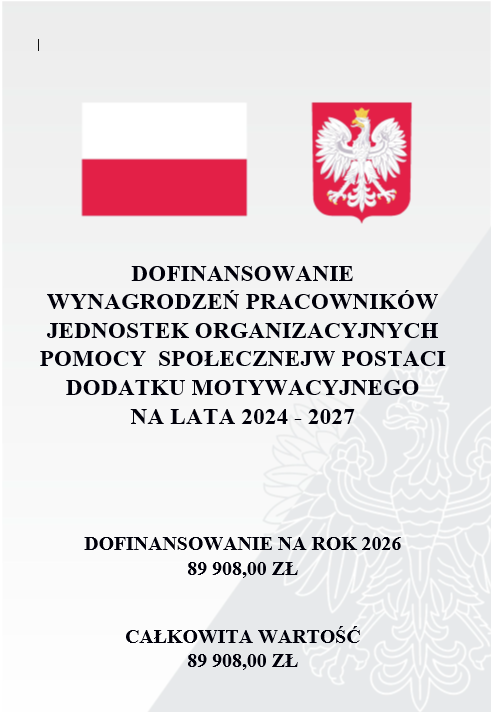 Dofinasowanie wynagrodzeń pracowników  jednostek organizacyjnych pomocy społecznej  w postaci dodatku motywacyjnego na lata 2024- 2027